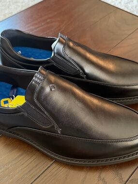 Nunn Bush Black Leather Slip-On Casual Loafers